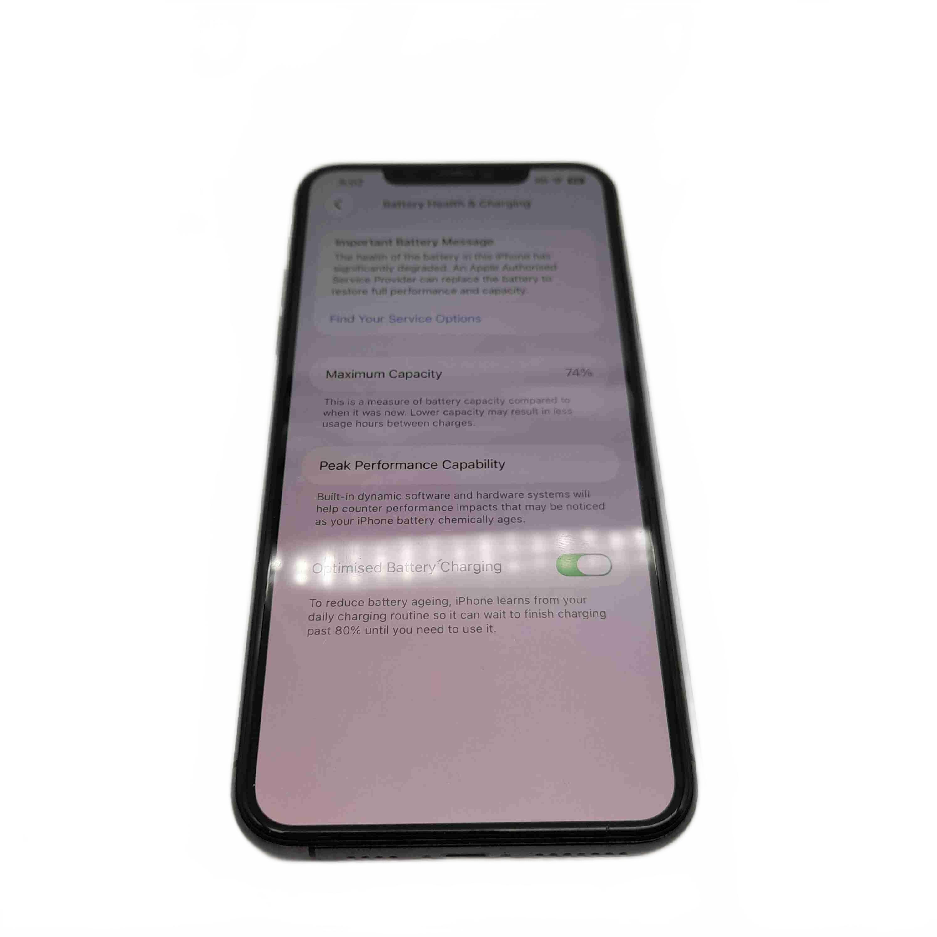 Apple iPhone 11 Pro Max 64GB Grey A2218 Back Cracked 74% Battery Health Everything works fine (WL1434727)