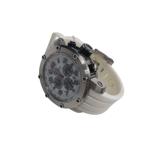 TW Steel TW 122 Men’s Silver Watch with White Rubber Band (NR 1396781)