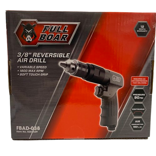 Full Boar 3/8″ Reversible Air Drill Keyed Chuck – Like New In Box(NG)