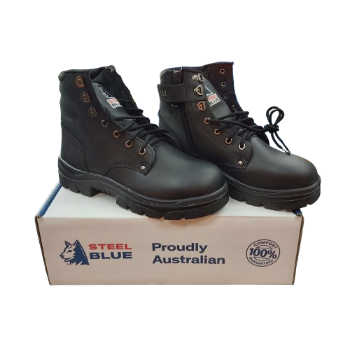 Men’s Steel Blue Argyle Zip Boots Style 312152-S2, Black, Like New With Tags + Box, Size AU 9.5/US 10.5/EUR 44 (WR 1342964)