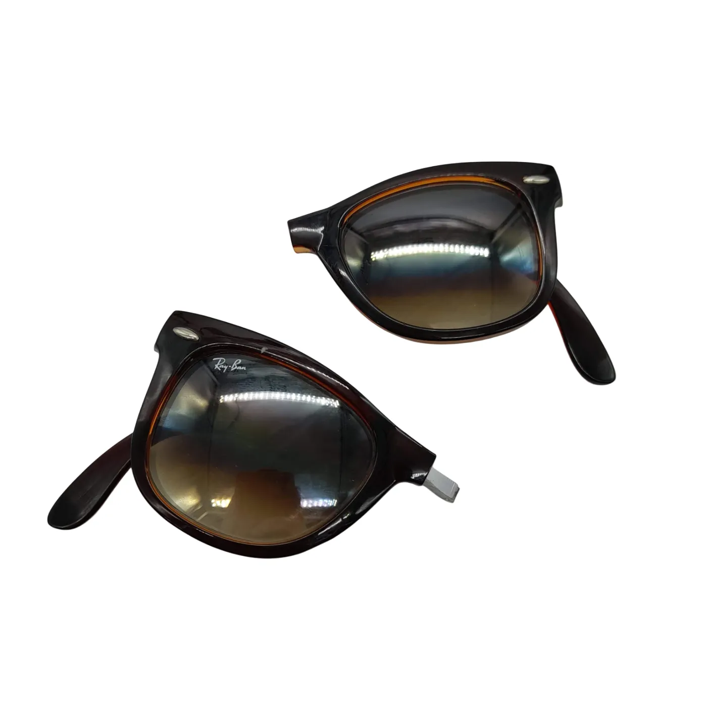 *Sold As Is* Ray-Ban Folding Wayfarer Havana Folding Sunglasses + Case *Broken Hinge – Needs Repair* (WL 1353269)