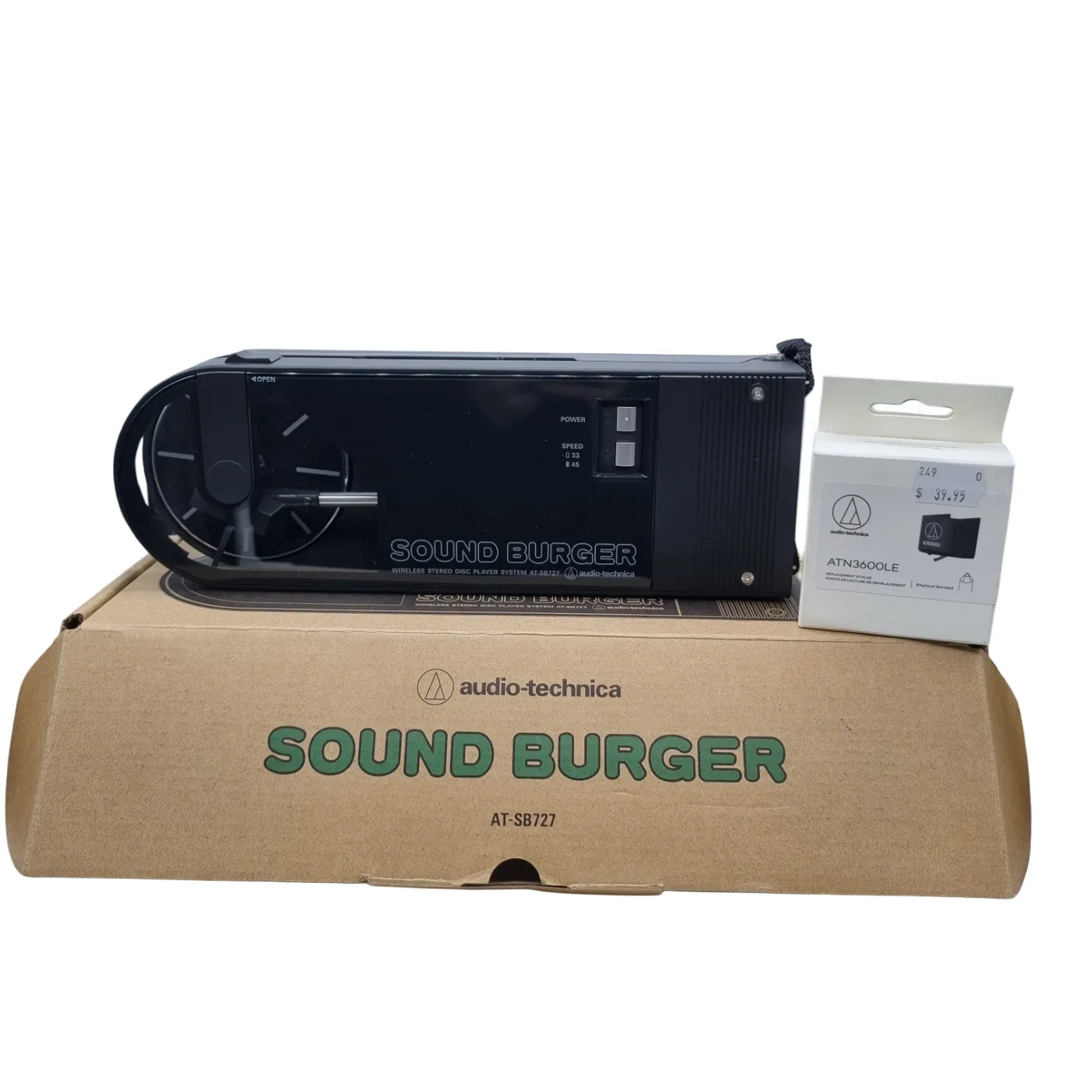 Audio Technica AT-SB727 Sound Burger Portable Bluetooth Turntable *Faulty Needle – Includes Replacement Needle* (WR 1349378)