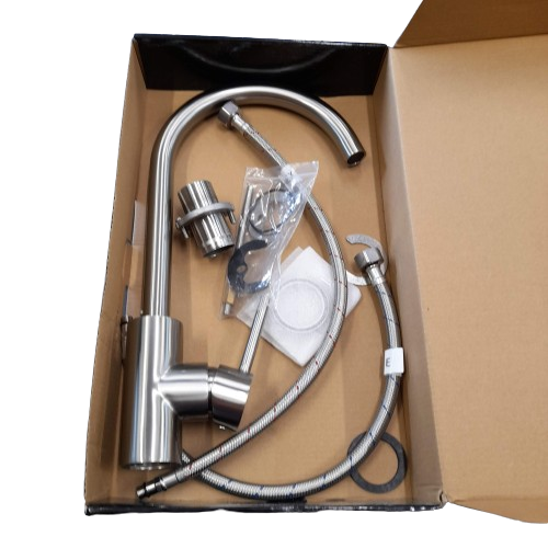 Badundkuche Rund Gooseneck Sink Mixer Tap BKM201.LF-BN Brushed Nickel (GE)