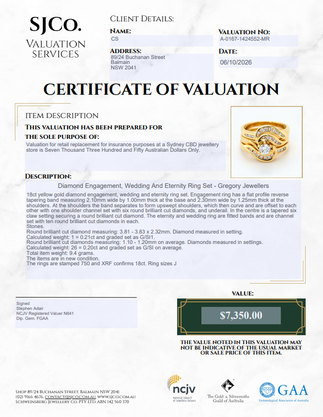 Ladies 18ct Yellow Gold 3 Piece Diamond Set – Total Weight – 9.4 Grams – Ring Size – J (MR)