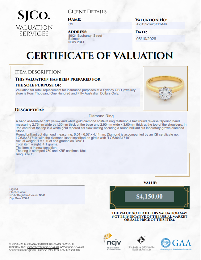 Ladies 18ct Yellow Gold Lab Grown Diamond Ring – Total Weight 4.1 Grams – Ring Size Q