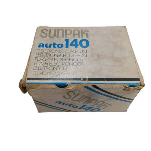 Sunpak Auto 140 35mm Film Camera Flash Unit, Good USED Condition  With Box + Manual (NA)