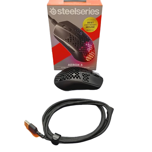 SteelSeries Aerox 3 Wireless Gaming Mouse M-00017 Black – In Box + Charger (CP 1399717)