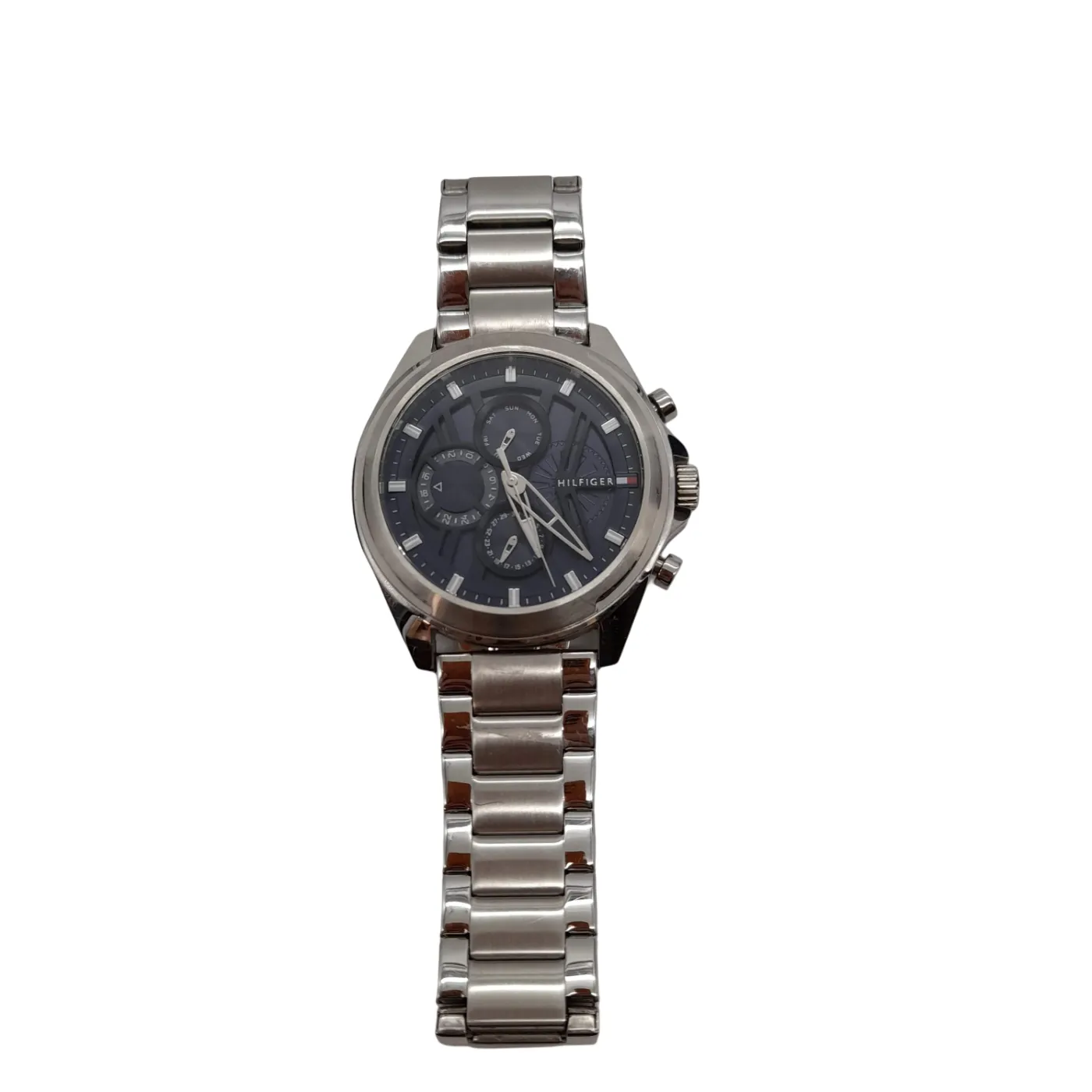 Tommy Hilfiger Men’s Silver Stainless Steel Watch with Blue Dial (WL)