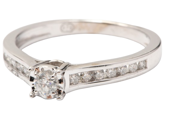 Ladies 9ct White Gold Brilliant Cut Illusion and Channel Set Diamond Ring 0.26ct TDW M 1/2 With Valuation (MR)