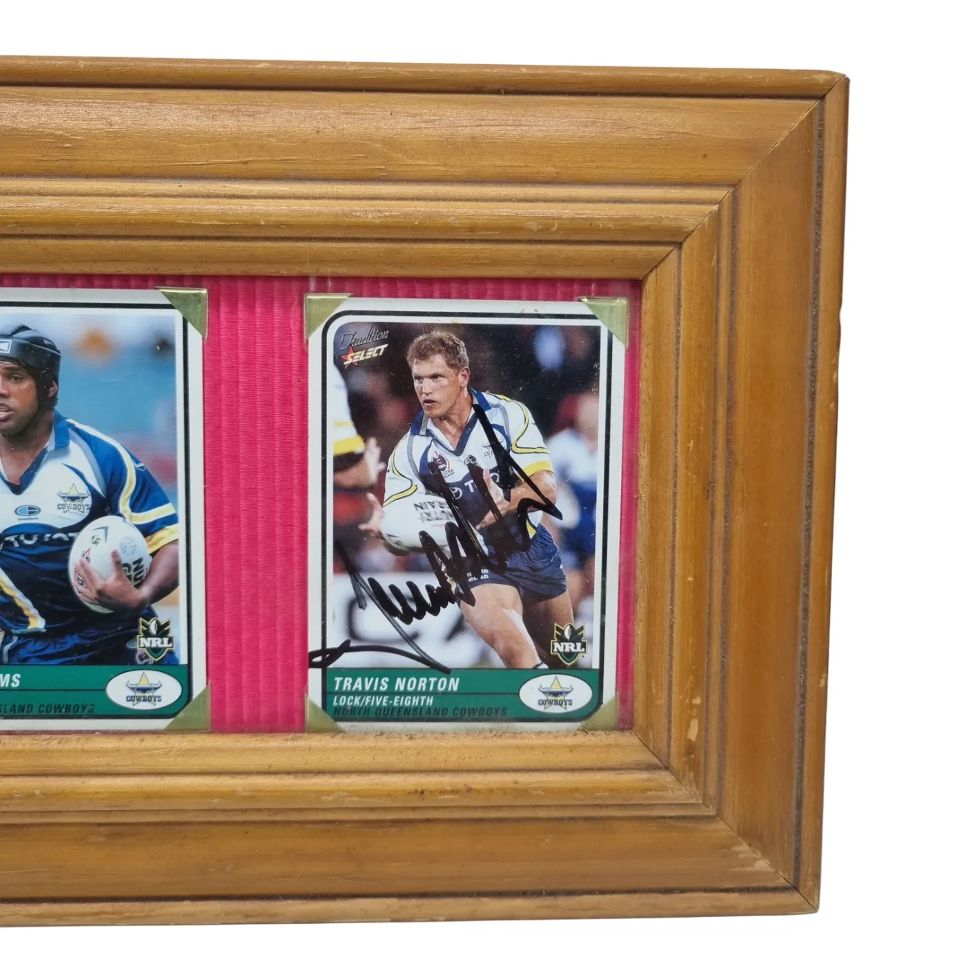 Framed NRL Cowboys Collectible Cards – Luke O’Donnell, Ty Williams & Travis Norton Wooden Frame