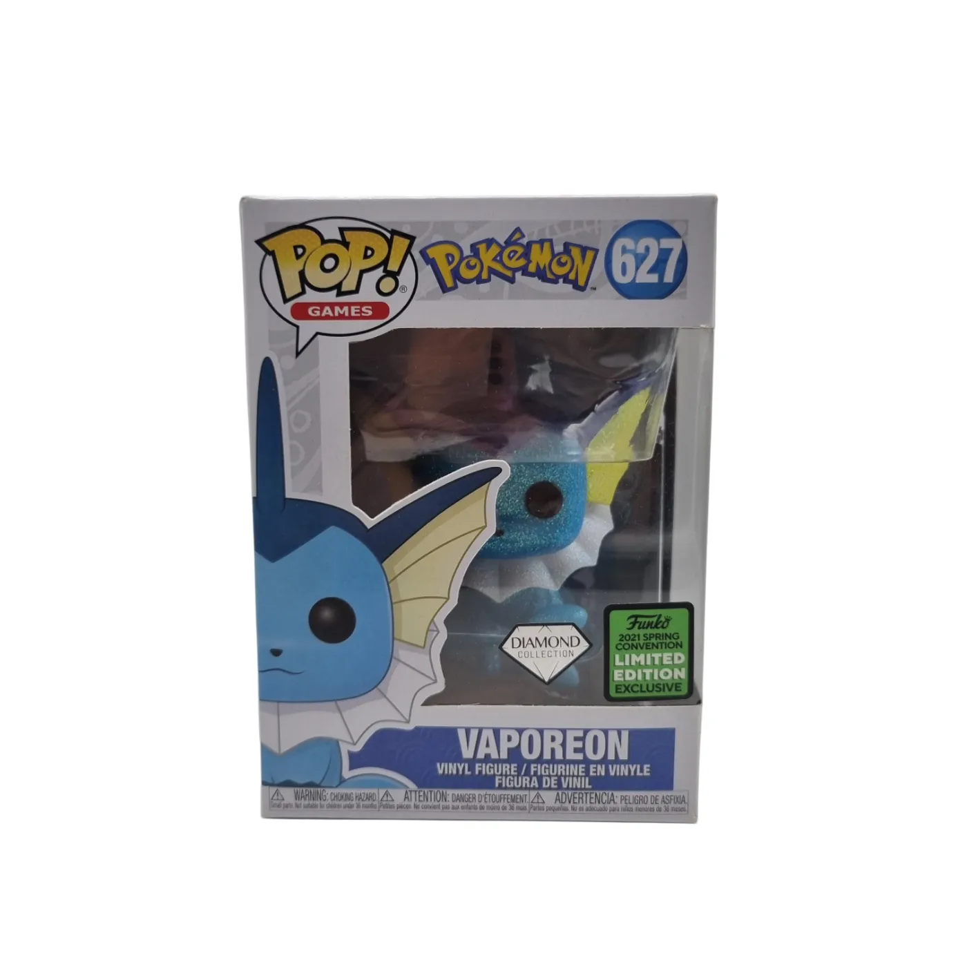 Pop Funko Figurine #627 Vaporeon Diamond Collection (2021 Spring Convention Limited Exclusive)