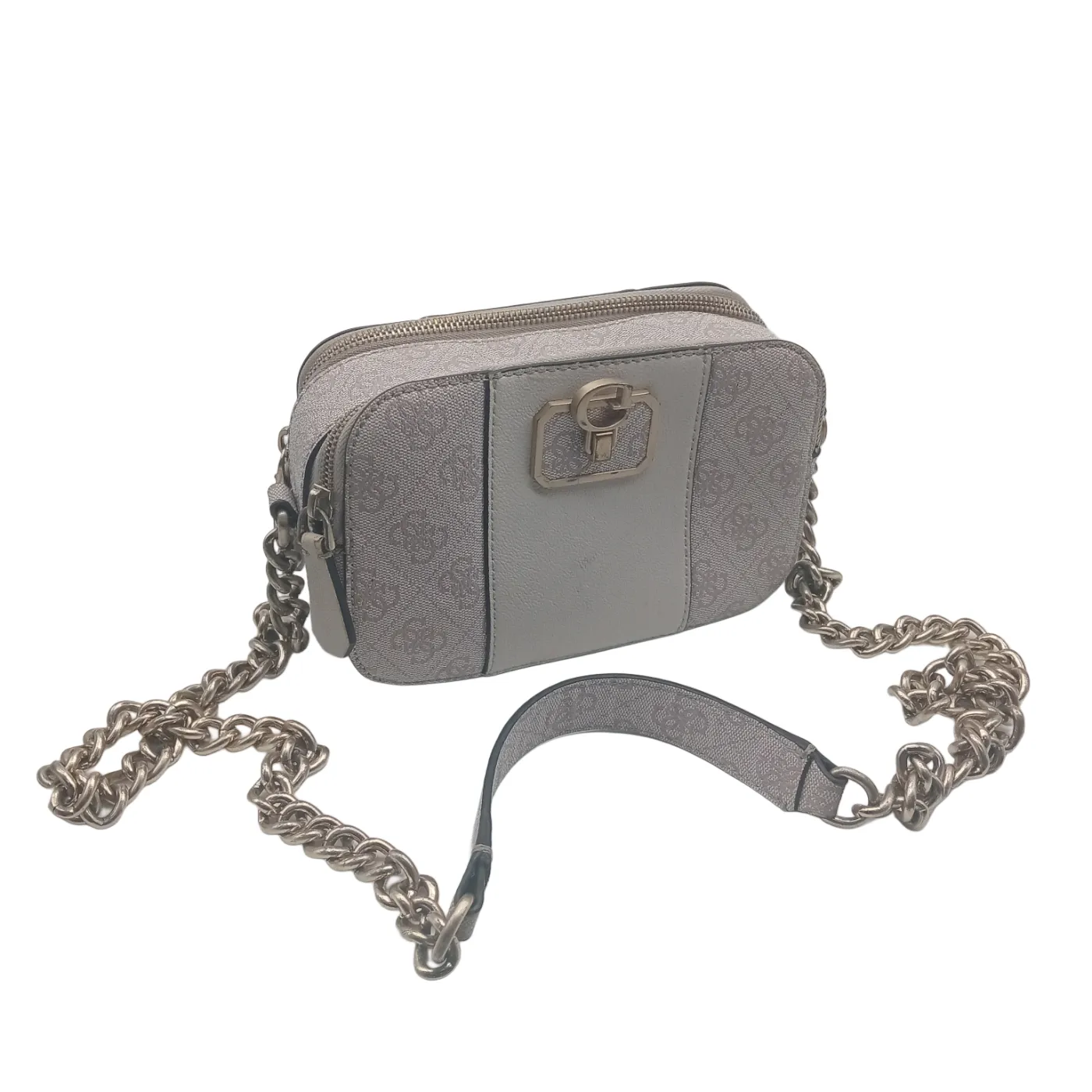 Guess Women’s Noelle Camera Crossbody Handbag Powder Logo Print (AP787914) *Small Stain On Inside*