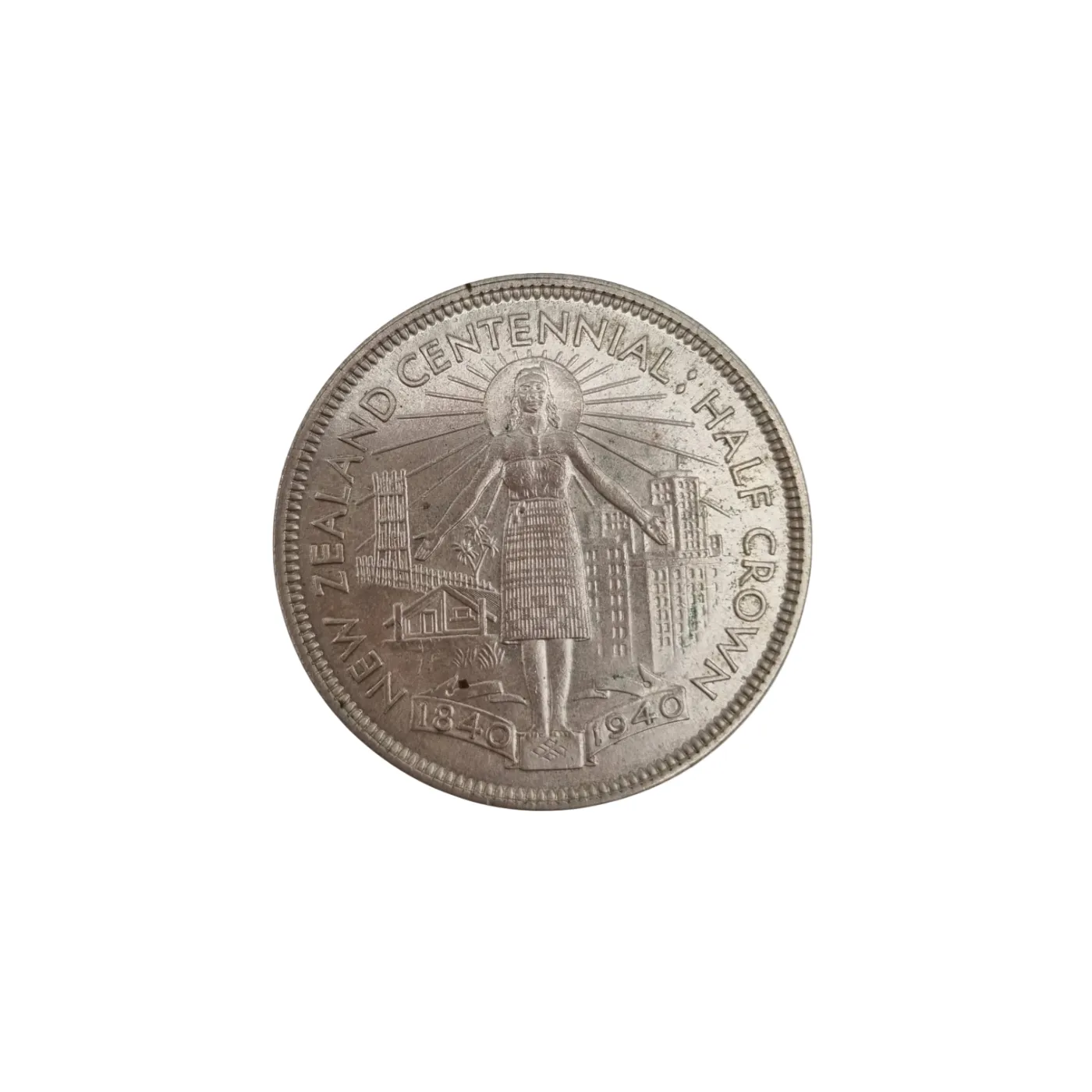 1940 New Zealand Silver Half Crown Coin