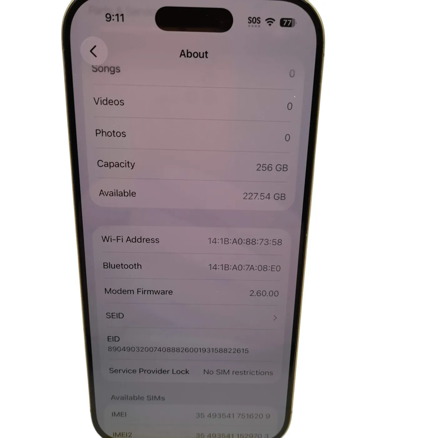 Apple iPhone 16 Pro 256GB Gold A3293 88% Battery Unlocked [WL1412046]