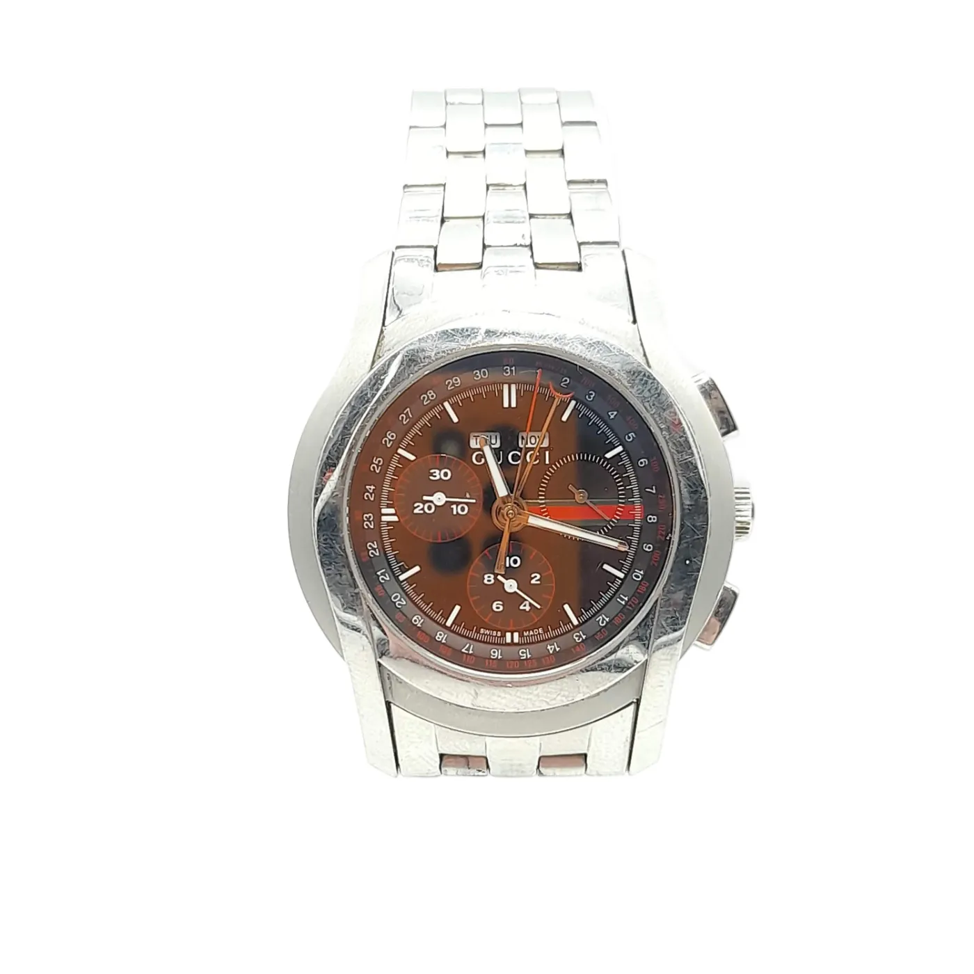 Gucci Chrono 5500 Men’s Silver Watch Light Scratches on Face (WL141515)
