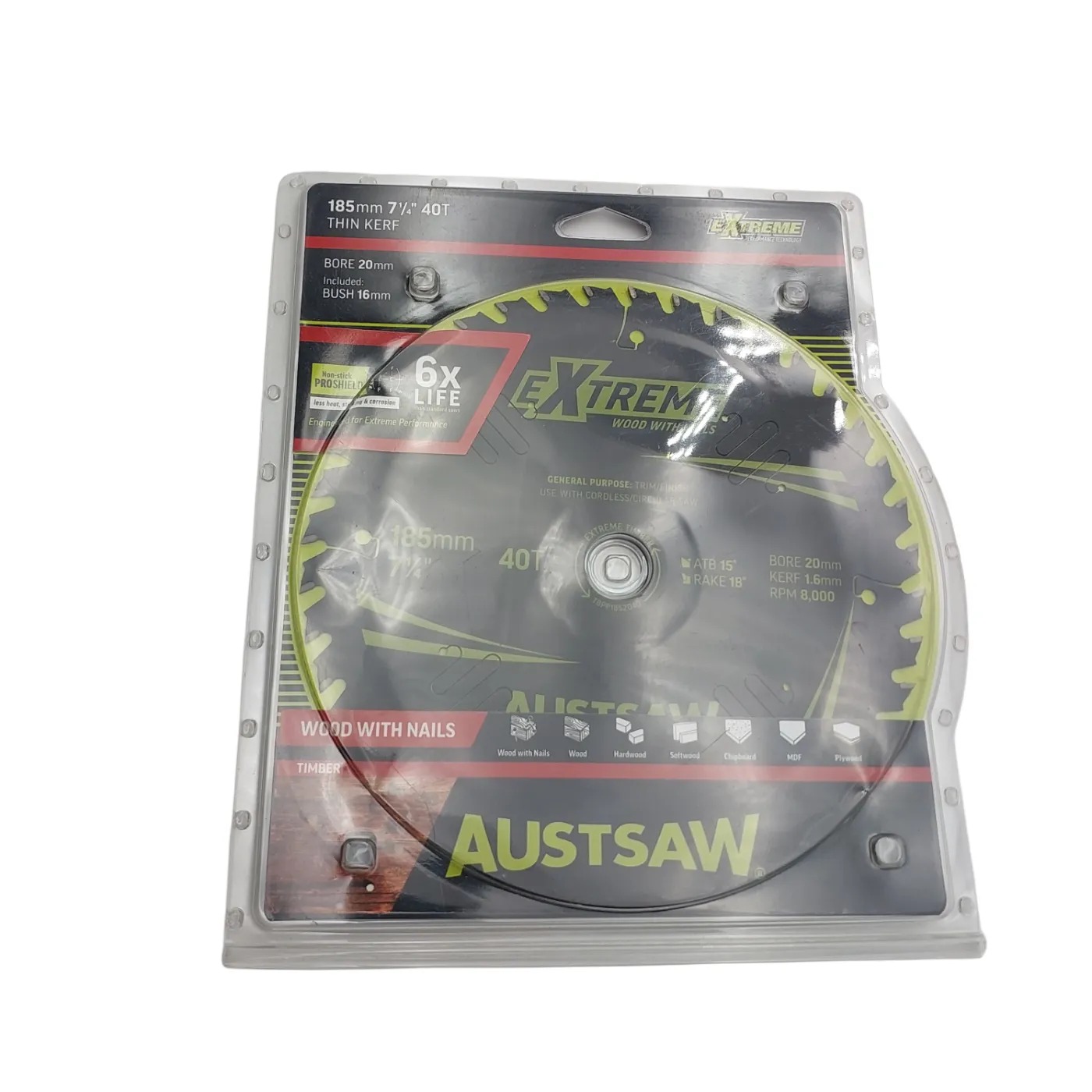 Extreme Blade 185mm 7 1/4 40T Thin KERF Austsaw Black (GB)