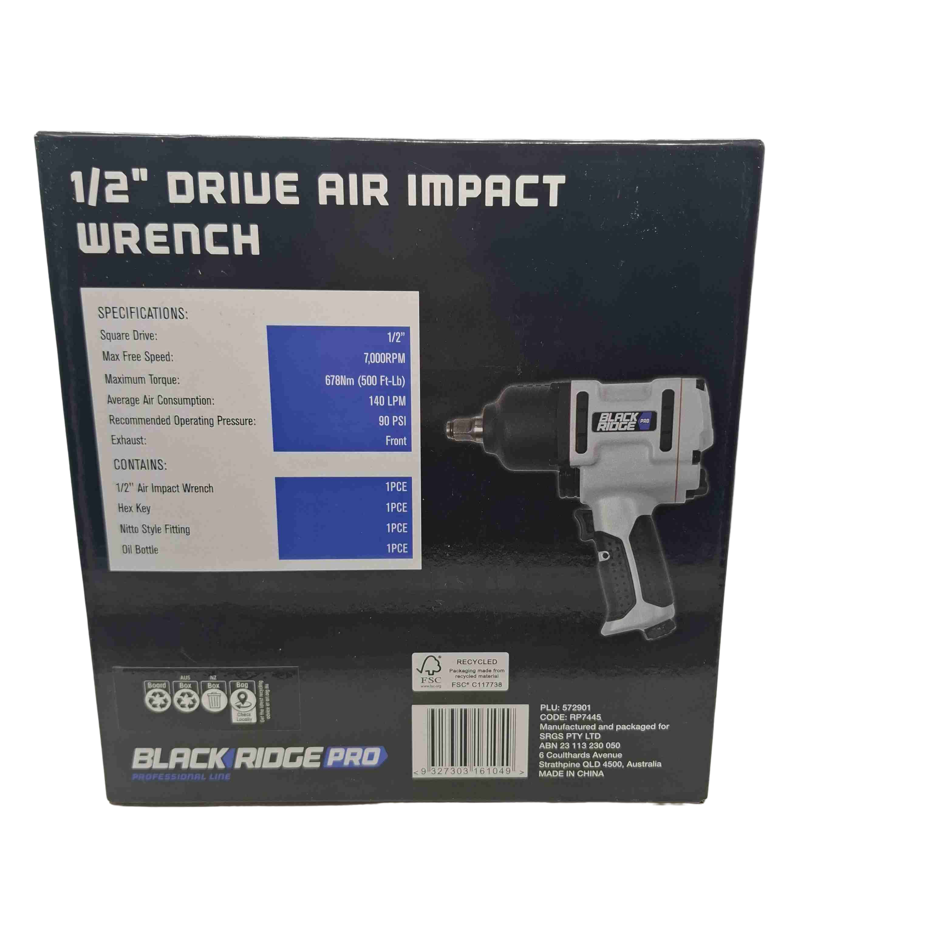 Black Ridge Pro 1/2 Inch Air Impact Wrench Grey (WR 1435540)