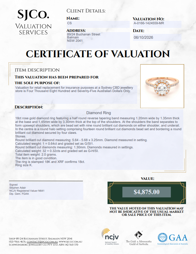 Ladies 18ct Rose Gold Diamond Ring – Total Weight – 2 Grams – Ring Size – K