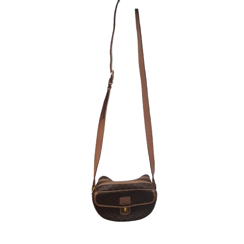 Celine Brown Macadam Canvas PVC Crossbody Bag (1434128) (MR)
