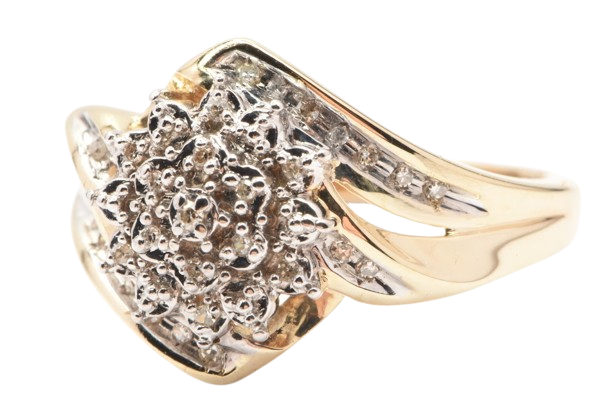 Ladies 9ct Yellow Gold Diamond Cluster Dress Ring 0.15ct TDW N With Valuation (MR)