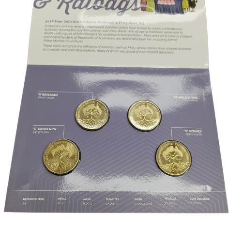 Rascals and Ratbags Mary Wade 4 $1 Coin Set (CP)