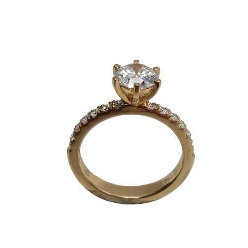 Ladies 18ct/14ct Yellow Gold Diamond Ring Wedding Set With 1.16ct Lab Grown Diamond 18ct Engagement Ring TDW 1.53ct + 14ct Yellow Gold Band TDW 0.49ct With Valuation Report Size N1/2 (NA 1363373)