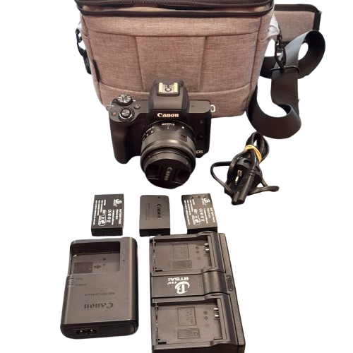 Cannon Camera EOS M50 With Case, 3 Batteries and 2 Chargers