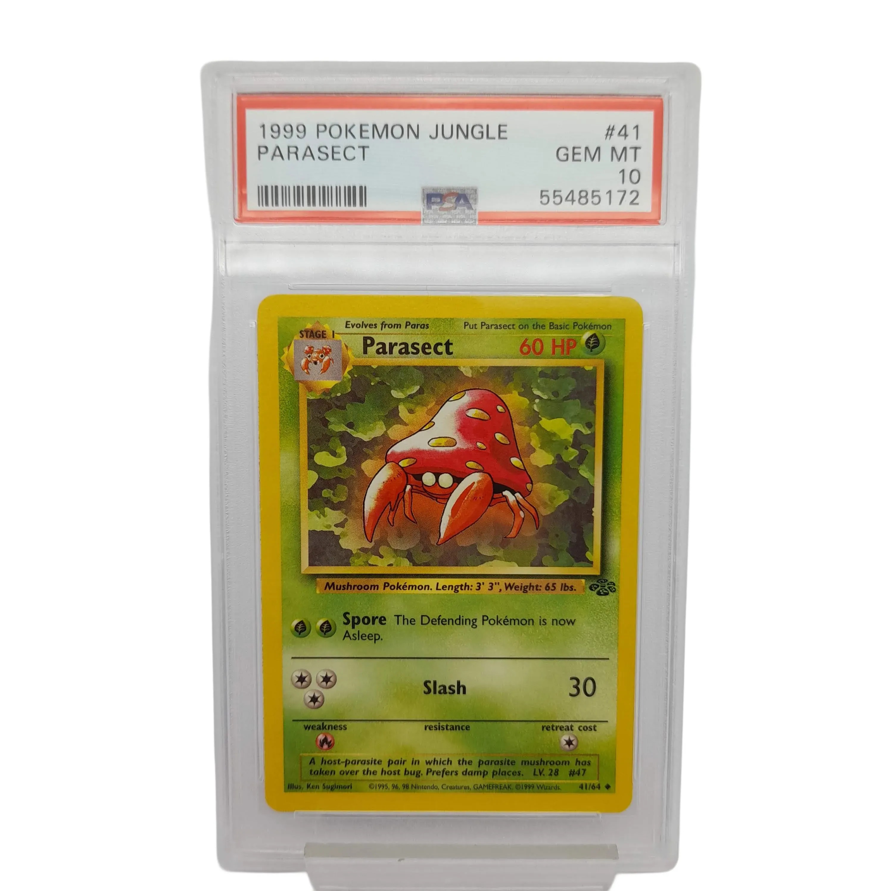 1999 Pokemon Jungle Parasect #41 PSA Graded 10 Card
