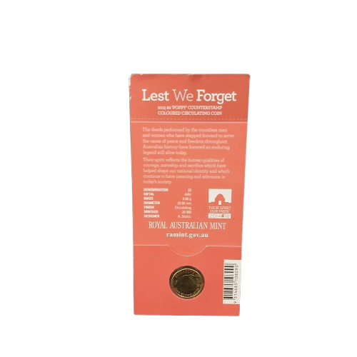2015 $2 Red Poppy Coin – Royal Australian Mint (RSL Remembrance Day) (NA)