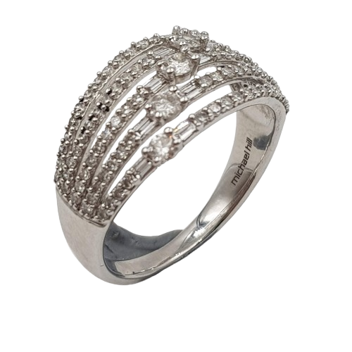 Ladies 10CT White Gold Diamond Ring 3.3 Grams 105 Diamonds With Evaluation