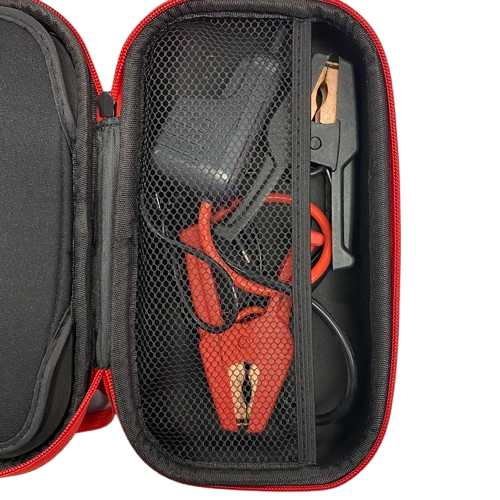 SCHUMACHER JUMPSTART KIT SL 413 S/N:9406547300BR252200120 RED IN CARRY CASE WITH ALL LEADS (BORKEN ZIP ON CASE) TESTED