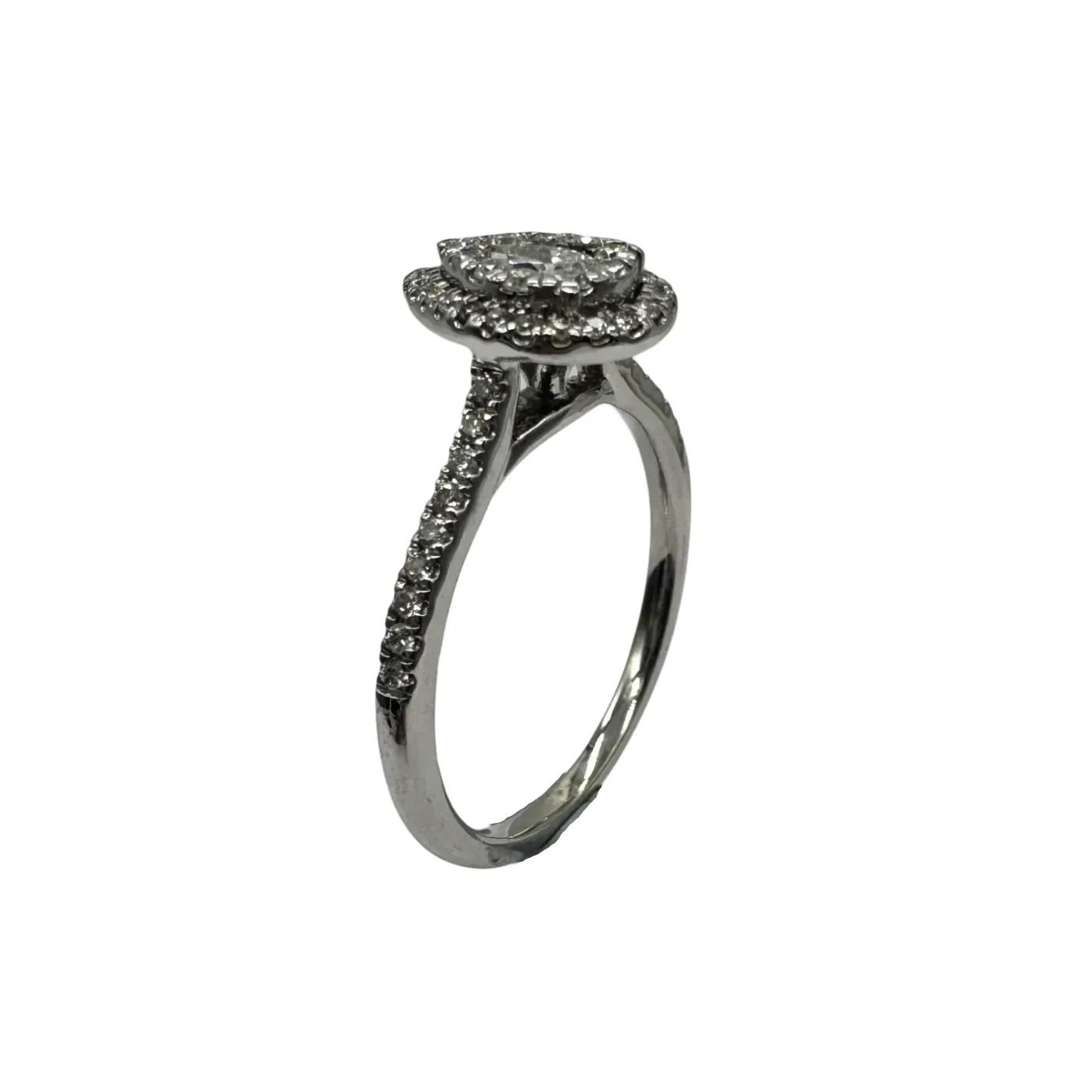 Ladies 9ct White Gold 51 Stone Pear Shaped Diamond Cluster Ring 0.54 TDW N 6/34 with Valuation (WR 1285585)