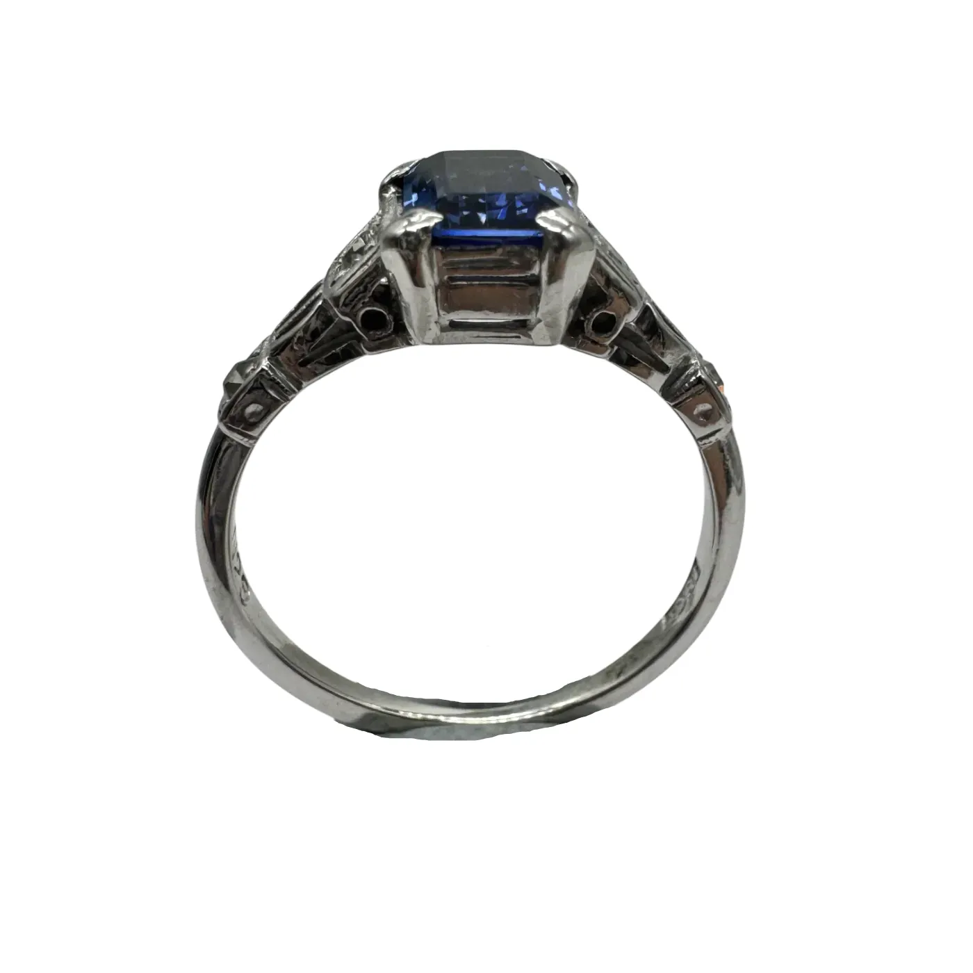 Ladies 18ct White Gold 5 Stone Synthetic Sapphire & Diamond Ring 0.12ct TDW K 5 1/2 With Valuation (WR 1311700)