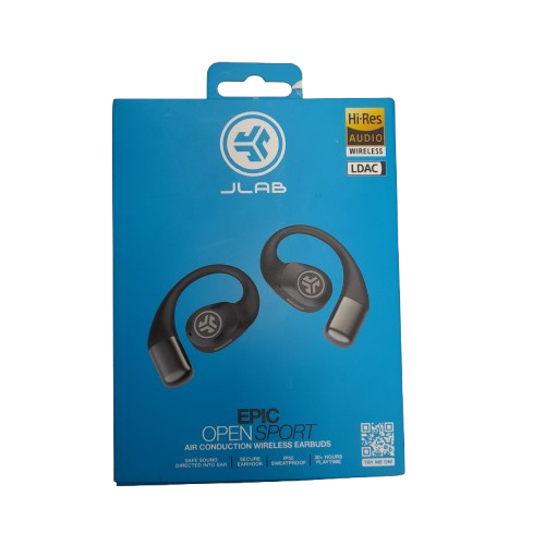 JLab Epic Open Sport True Wireless Earphones Black (EBEPOPSPRTRBLK82) (LN)