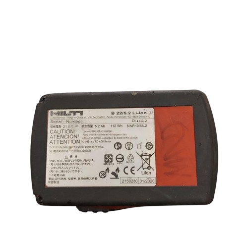 Hilti B22/5.2 Li-Ion 21.6V 5.2Ah Battery, Has (MNJ) Written In Texta