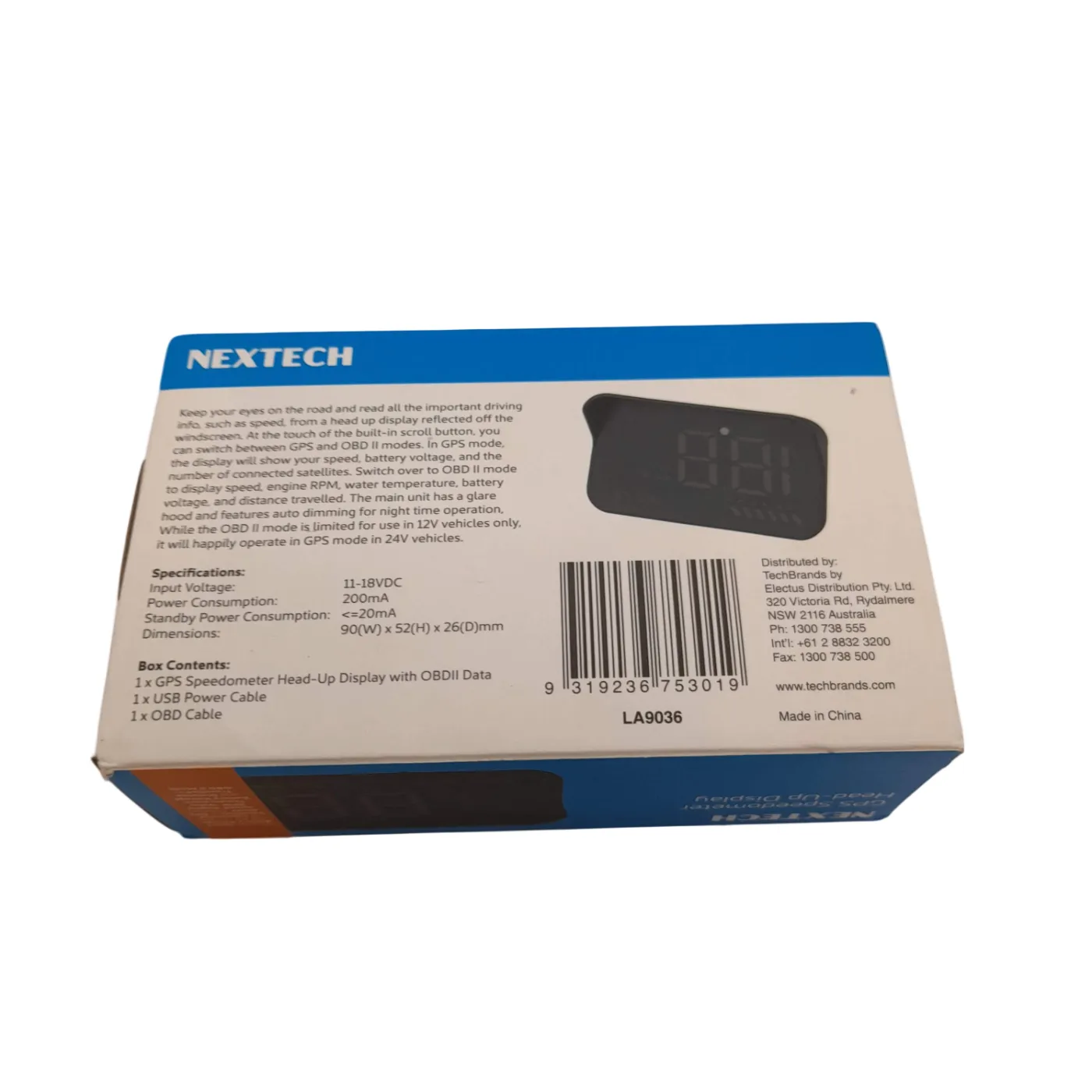 Nextech GPS/OBD II Speedometer Head Up Display – As New In Box (WL)