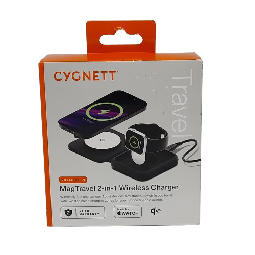 Cygnett Voyager MagTravel Qi2.0 2-in-1 Wireless Charger in Box Like New (JN)