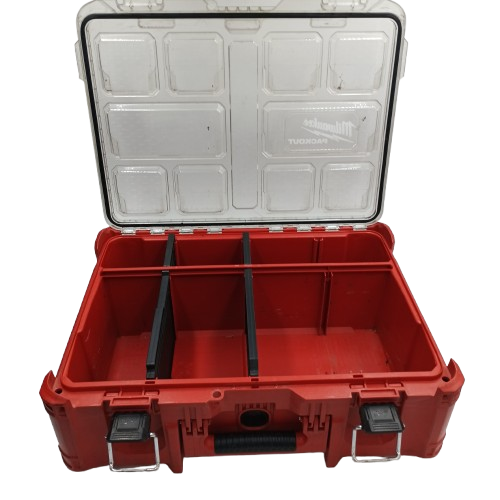 Milwaukee Packout Deep Organiser 48228432, Red, General Scuffing + Wear, Missing 2 Internal Dividers (NA)