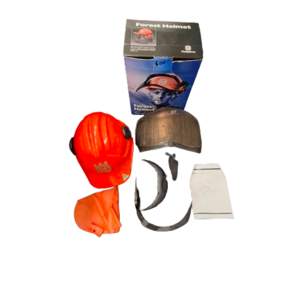 Husqvarna Forest Helmet with Ratchet Harness, Earmuff, and Mesh Visor (JN)