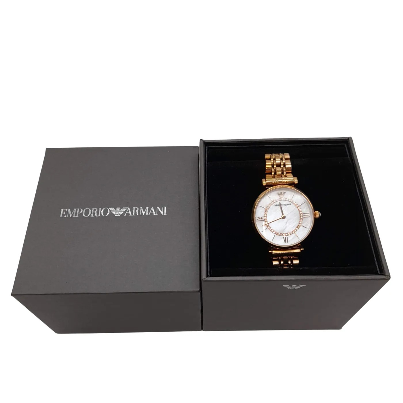 Emporio Armani AR-1909 Ladies Gold Stainless Steel Analogue Watch + Box (WL 1424605)