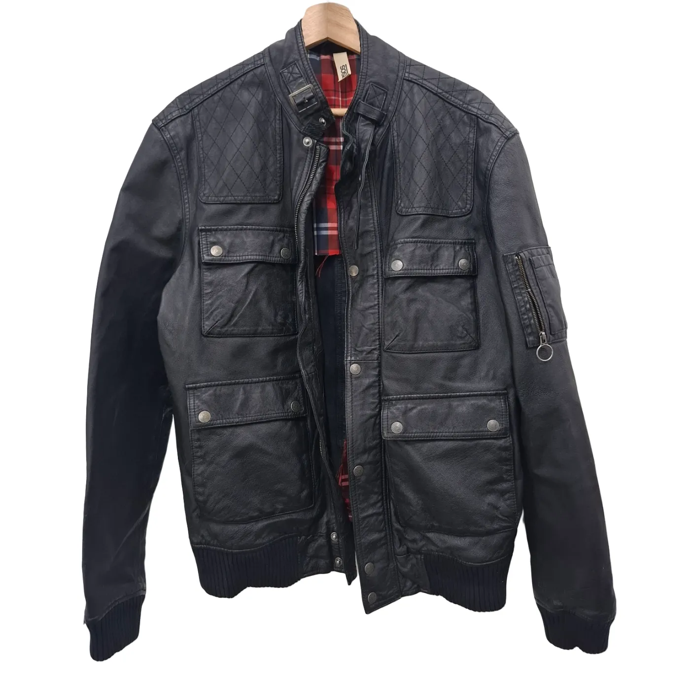 ASOS Leather Jacket VMCJA639176 Size L *Inside Layer Ripped* (WR 1382822)