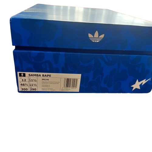 Adidas Bape X Adidas Samba ‘Black White Gum’ Sneakers JR9246 US 12 (LEL)