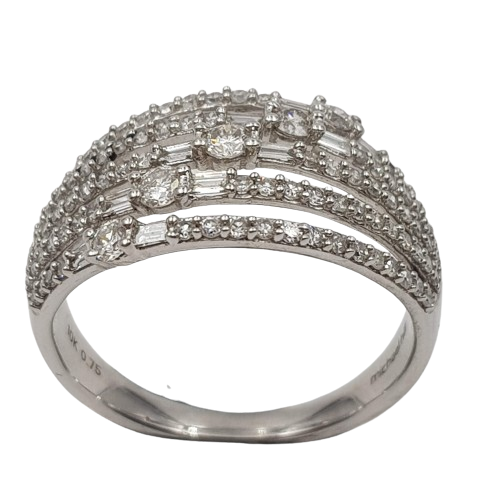 Ladies 10CT White Gold Diamond Ring 3.3 Grams 105 Diamonds With Evaluation