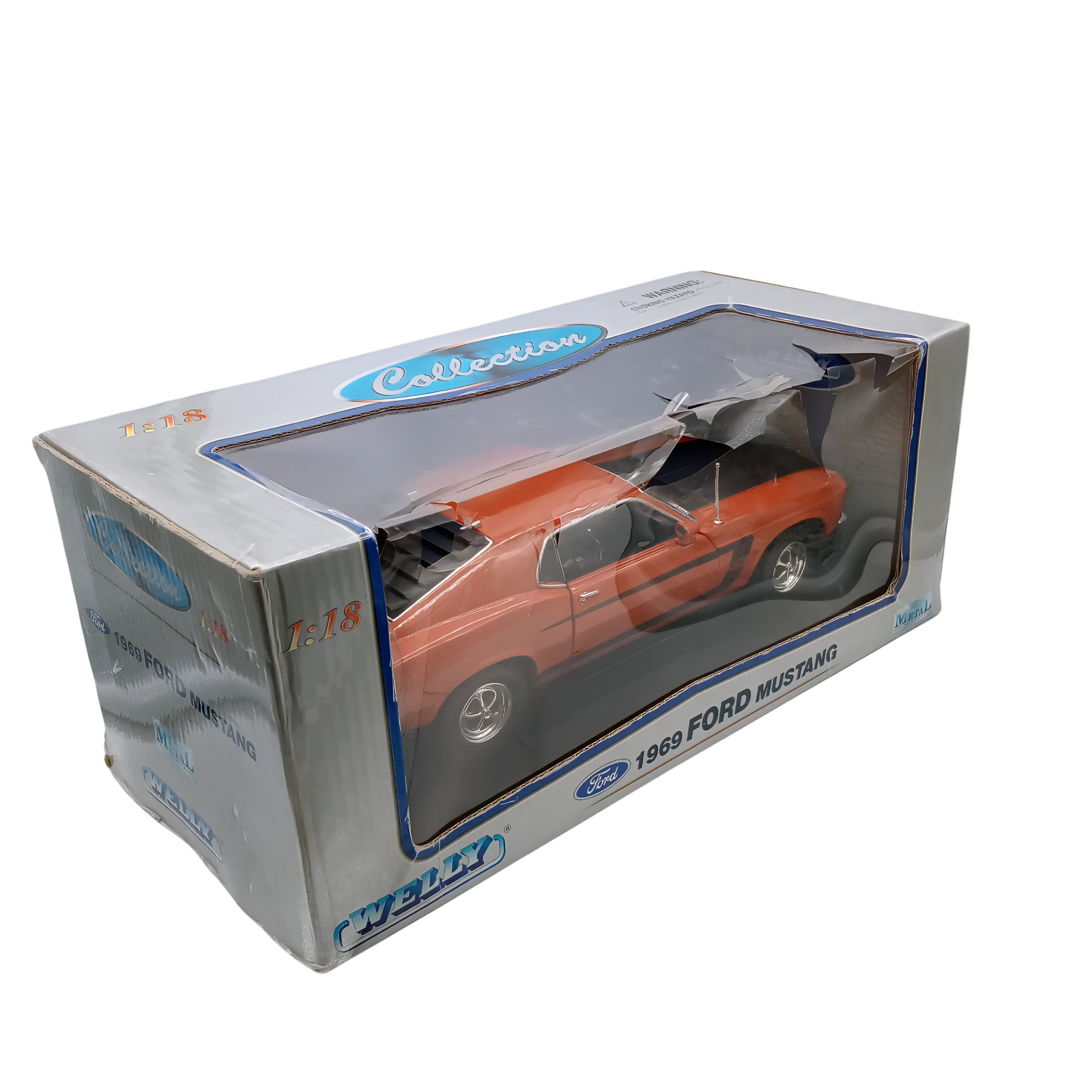 Welly 1969 Ford Mustang Die-Cast Model Car – Orange/Black  (WR 1346722)