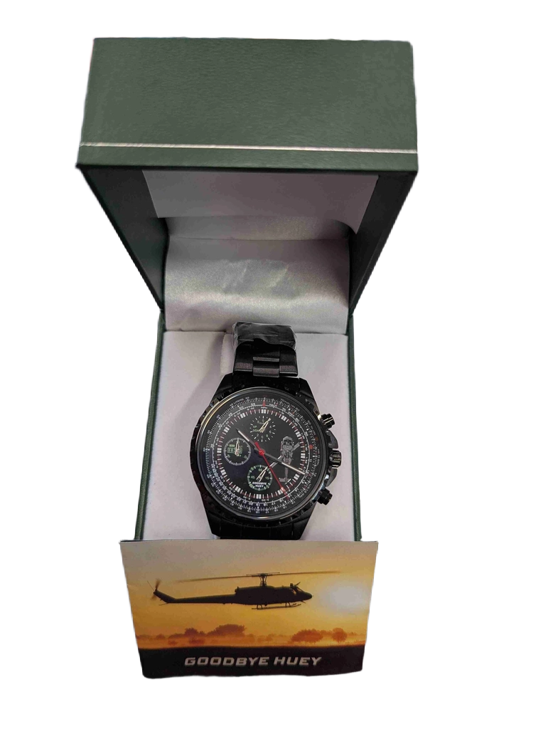 Men’s Bradford Exchange Goodbye Huey Black Stainless Steel Watch, Excellent LIKE NEW USED Condition, With Box + COA (GE 1437571)