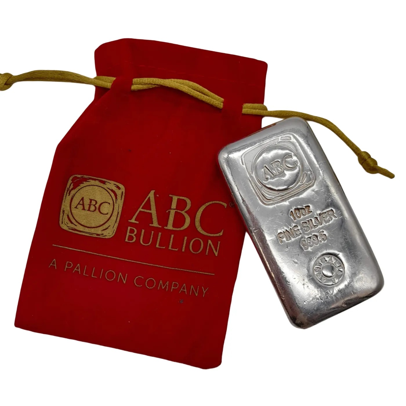 ABC Silver Bar 310g 10oz Fine Silver 999.5 + Red Velvet Bag (WL 1383339)