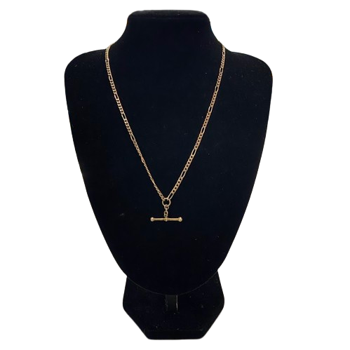 Ladies 9ct Yellow Gold Figaro T-Bar, Albert Clip Chain (NG 1337253)