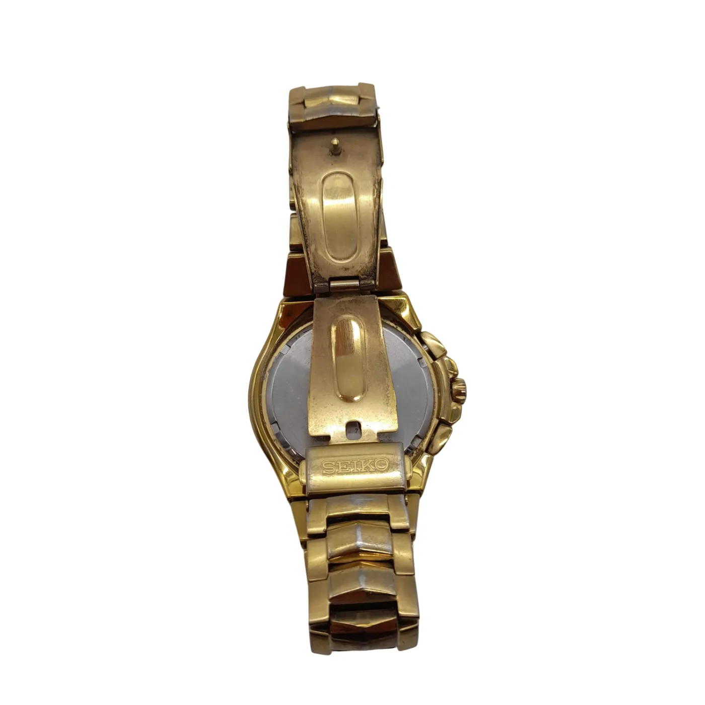 Seiko V198-0AB0 Men’s Gold and Black Analog Watch with Stainless Steel Band (WL1400525)