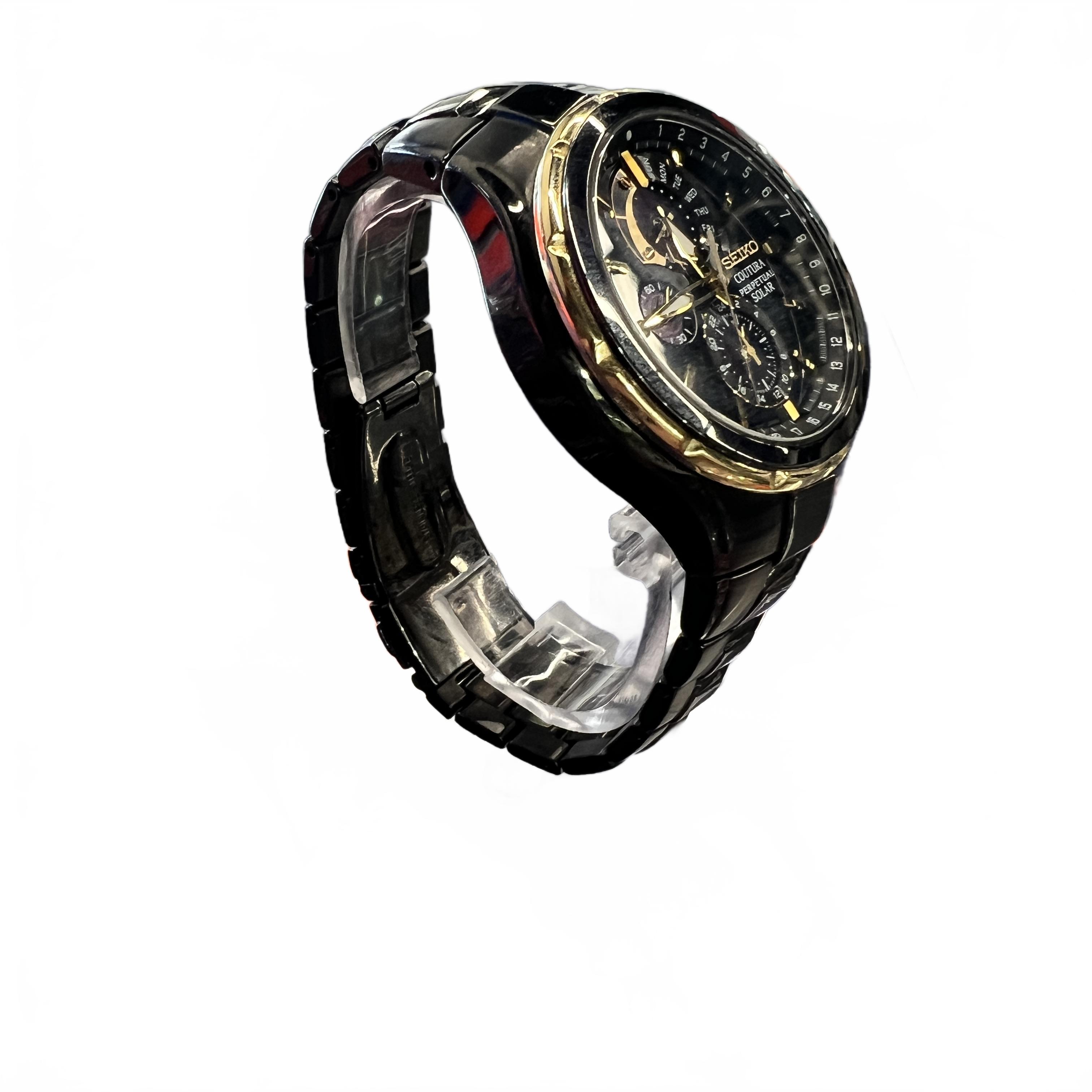 Seiko Coutura V198-0AB0 Black Gold Watch Model SSC573 (MK)
