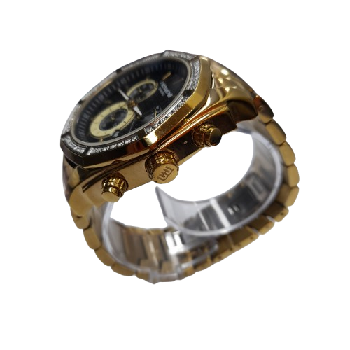 Michael Hill 9573 Gold-Plated Quartz Chronograph Watch with 1/2ct Diamonds in Box (LN)